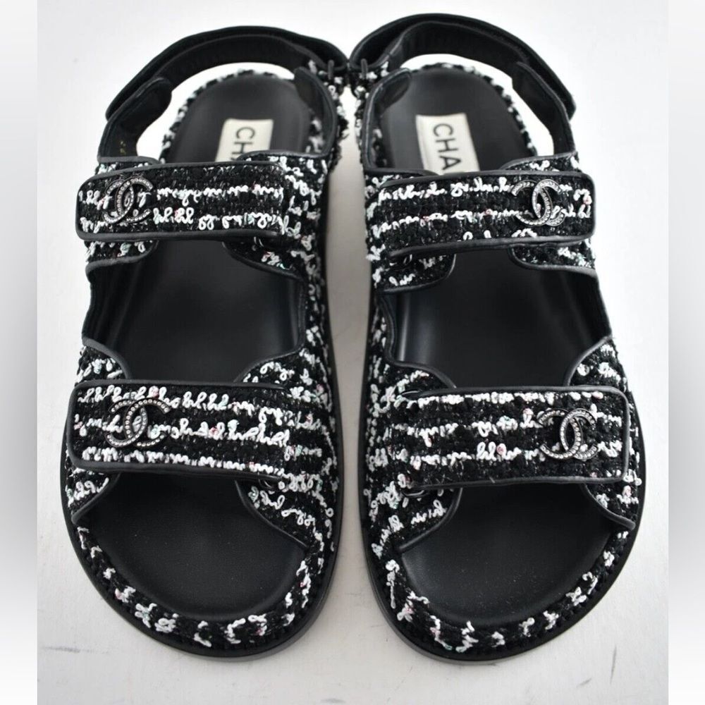CHANEL CC tweed dad sandals, US 9 - Picture 6 of 15